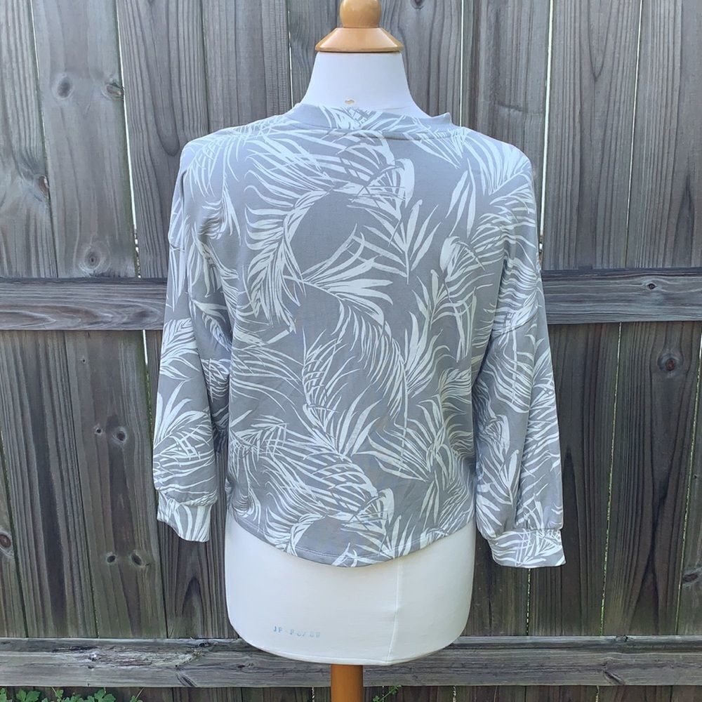 Rachel Zoe Palm Leaf Tropical Crew Neck Long Sleeve Top Size M - Picture 5 of 7